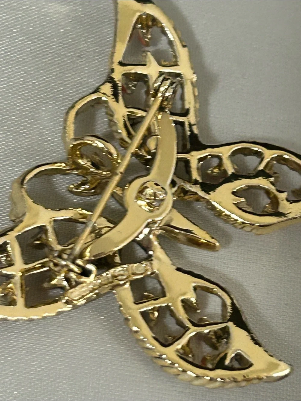Vintage Gold-Tone Butterfly Brooch with Orange Accents by Gerry